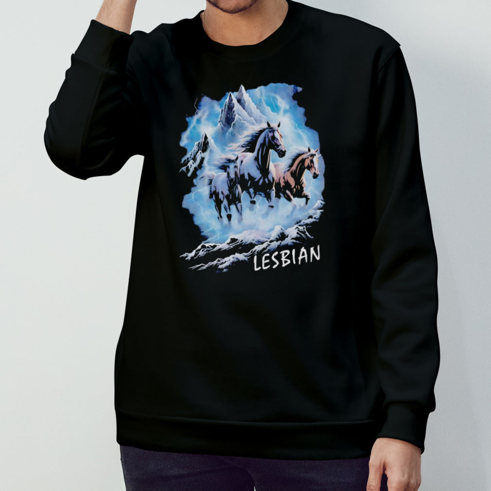 Horses running through lightning lesbian vintage shirt