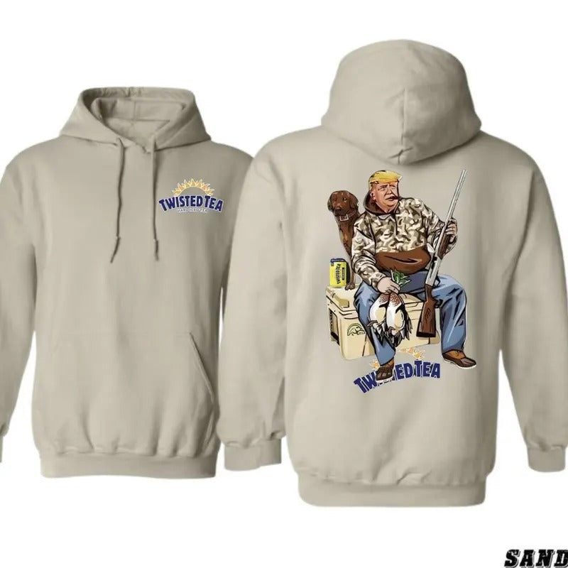 Hunter Trump With Twisted Tea 2 Siders Shirt, Twisted Tea Trump Duck Hunting, Trump and Your Hunt Dog, Hunting Season, Hoodie for Men, for Women