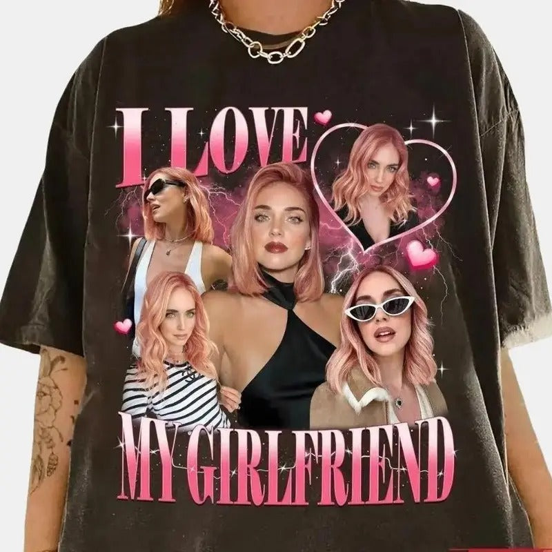 I Love My Girlfriend Shirt Custom Photo, Valentine Gift I Love My Girlfriend Custom Picture, Girlfriend Bootleg Tee Shirt, 90s Bootleg Shirt