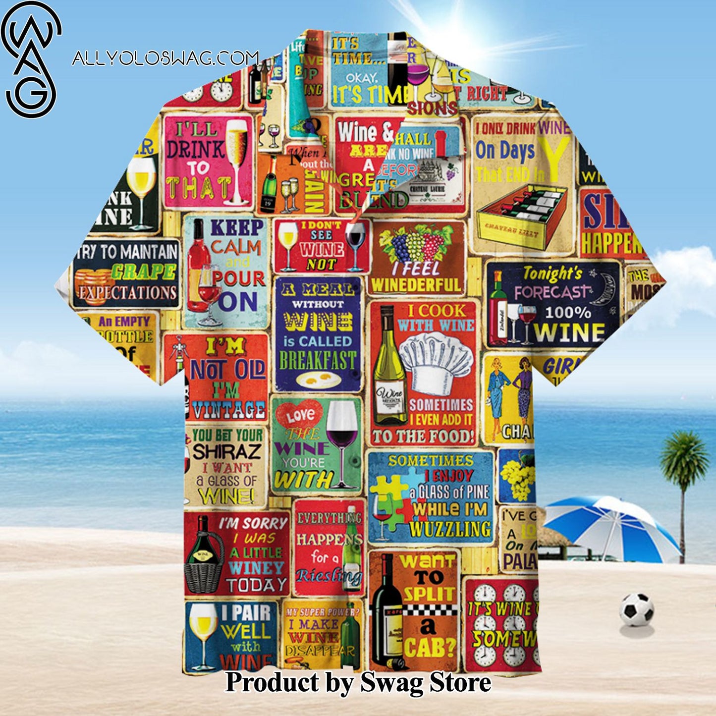 I Love Wine Beach Holiday Hawaiian Shirt