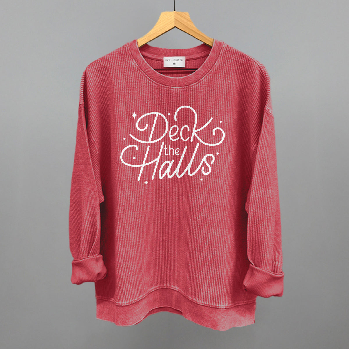 Deck The Halls Sparkle Script (White)