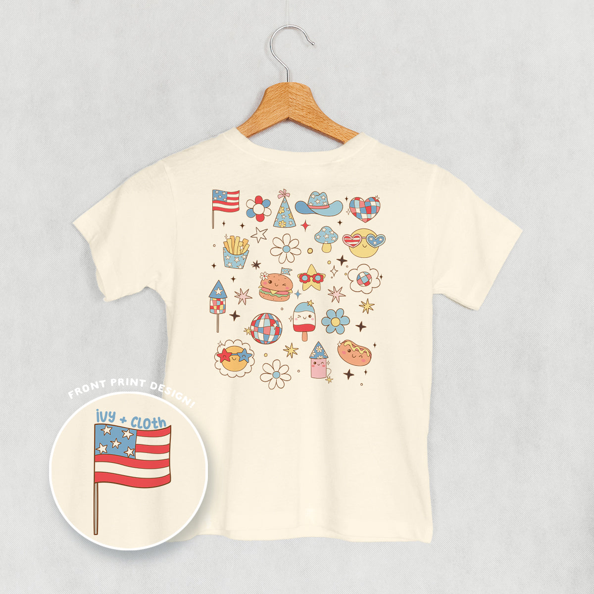 Patriotic Retro Doodles (Kids Back Print)