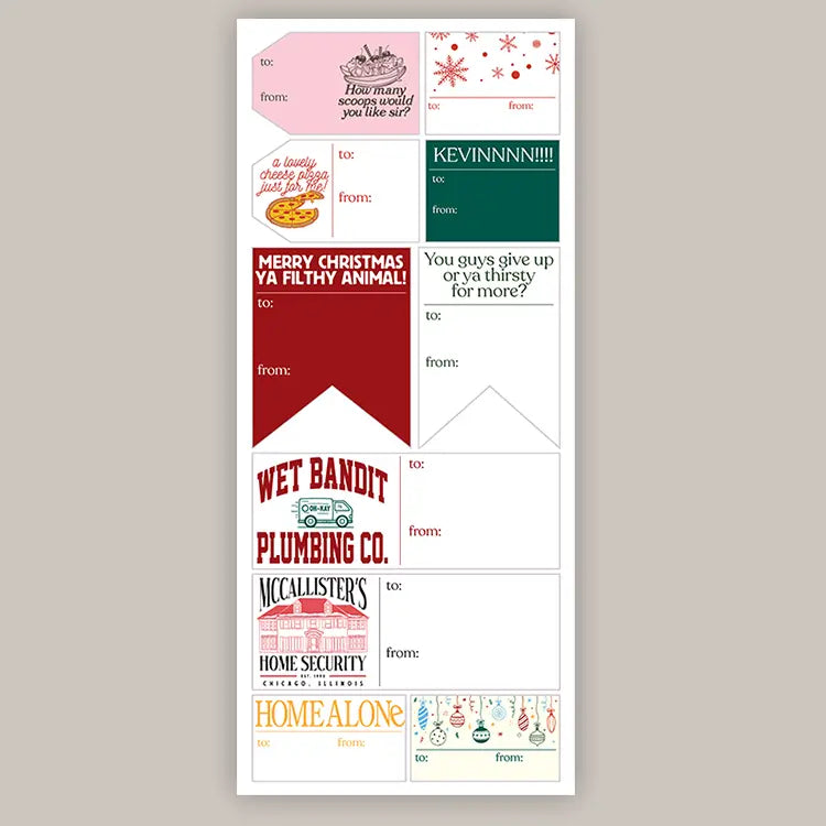 Home Alone Holiday Tags (Sticker Sheet)