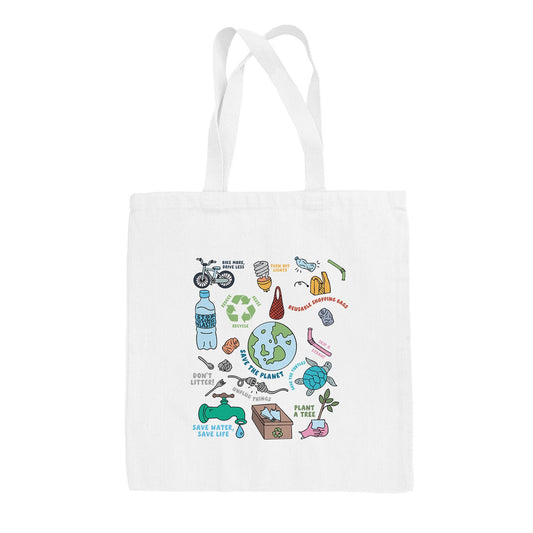 Save The Planet Doodles Tote Bag