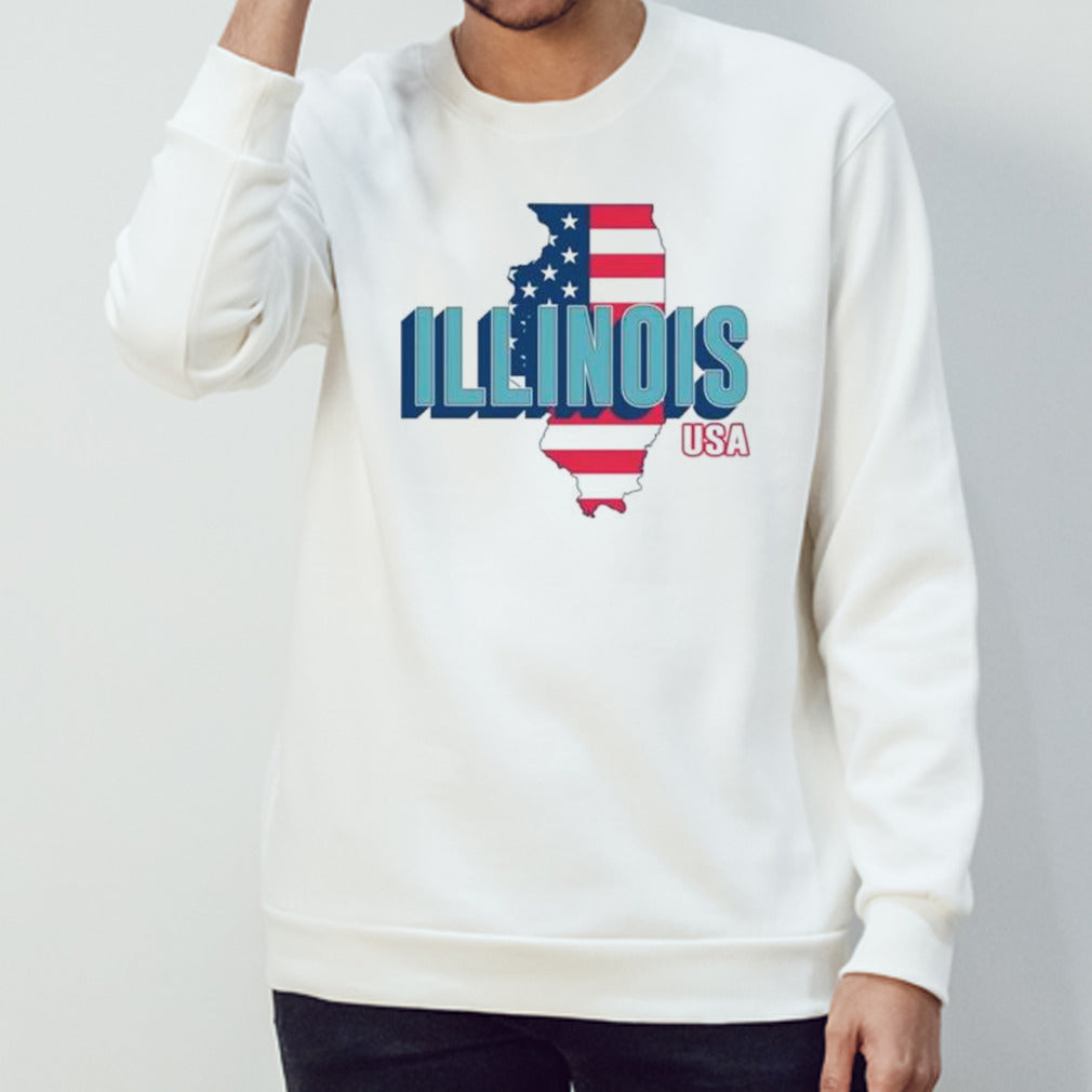 Illinois map USA flag shirts