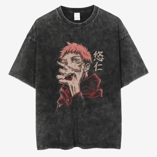 Jujutsu Kaisen Vintage Washed Shirt, Unisex Heavy Cotton Shirt, Retro Anime Tee, Oversize Vintage Graphic Tee, Anime Manga, Graphic tee full size Menswear Top Sweatshirt, Hoodie, Comfort Colors