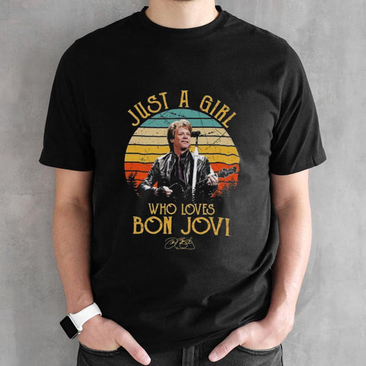 Just A Girl Who Loves Bon Jovi Band Signatures Vintage 2024 T-shirt