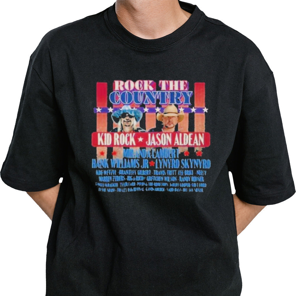 Kid Rock Jason Aldean Schedule Of Rock The Country 2024 Tour Fan T-Shirt