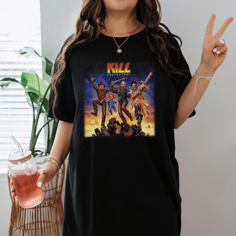 Kill Destroyers Jason Voorhees Shirts Michael Myers Lovers T Shirt Horror Halloween Movie Shirt Halloween Party Shirt