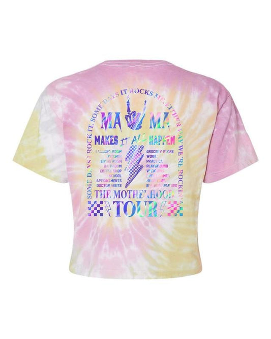 Latarshia Grant Store The Motherhood Tour Bundle Some Days I Rock It Some Days It Rocks Me Shirt Ladies Cropped Tie-Dye Tee, Ladies Tank Top Womenswear Apparel