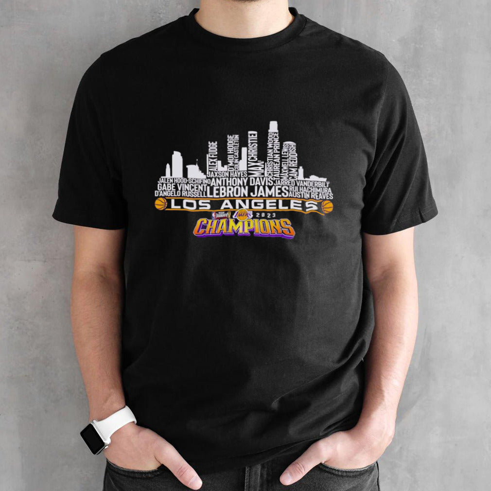 Los Angeles Lakers city names in season tournament Champions shirts