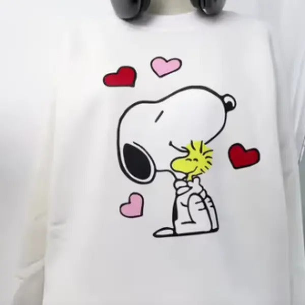 Loving Snupy Valentine Shirt, Funny Snupy Shirt - Womenswear Pullover Fabric