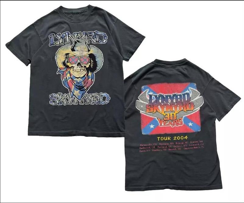 Lynyrd Skynyrd Retro Music 30 Years Tour Rock Band T-Shirt Black Gift Fans