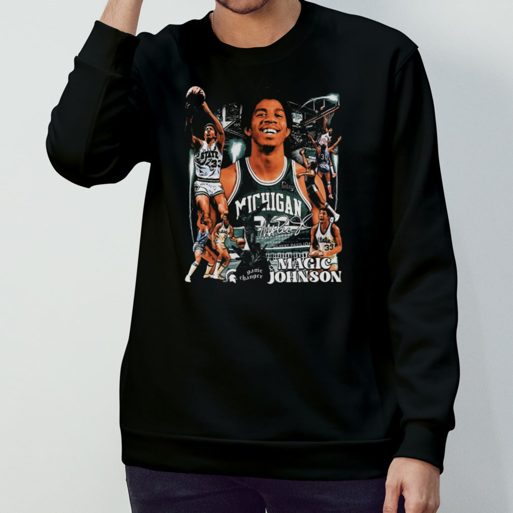 Magic Johnson Michigan State Basketball Player Signature Graphic T-shirt