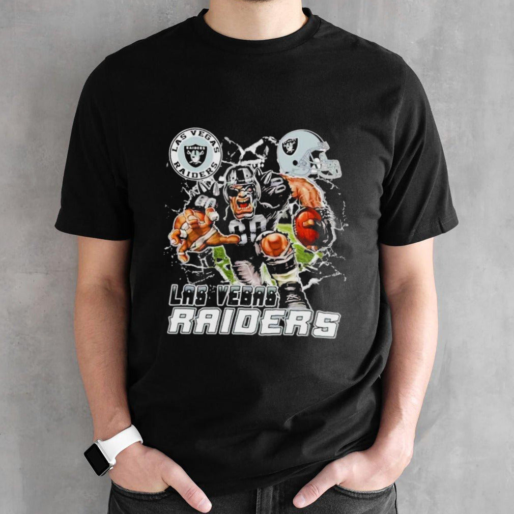 Mascot Breaking Through Wall Las Vegas Raiders Vintage Shirts