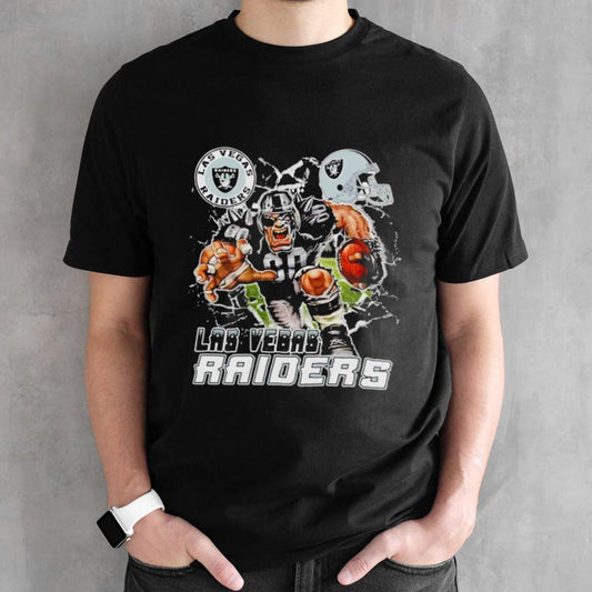 Mascot Breaking Through Wall Las Vegas Raiders Vintage Shirts