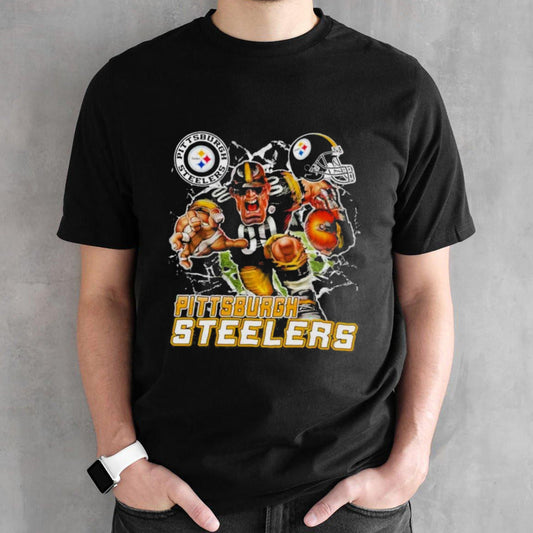 Mascot Breaking Through Wall Pittsburgh Steelers Vintage Shirts