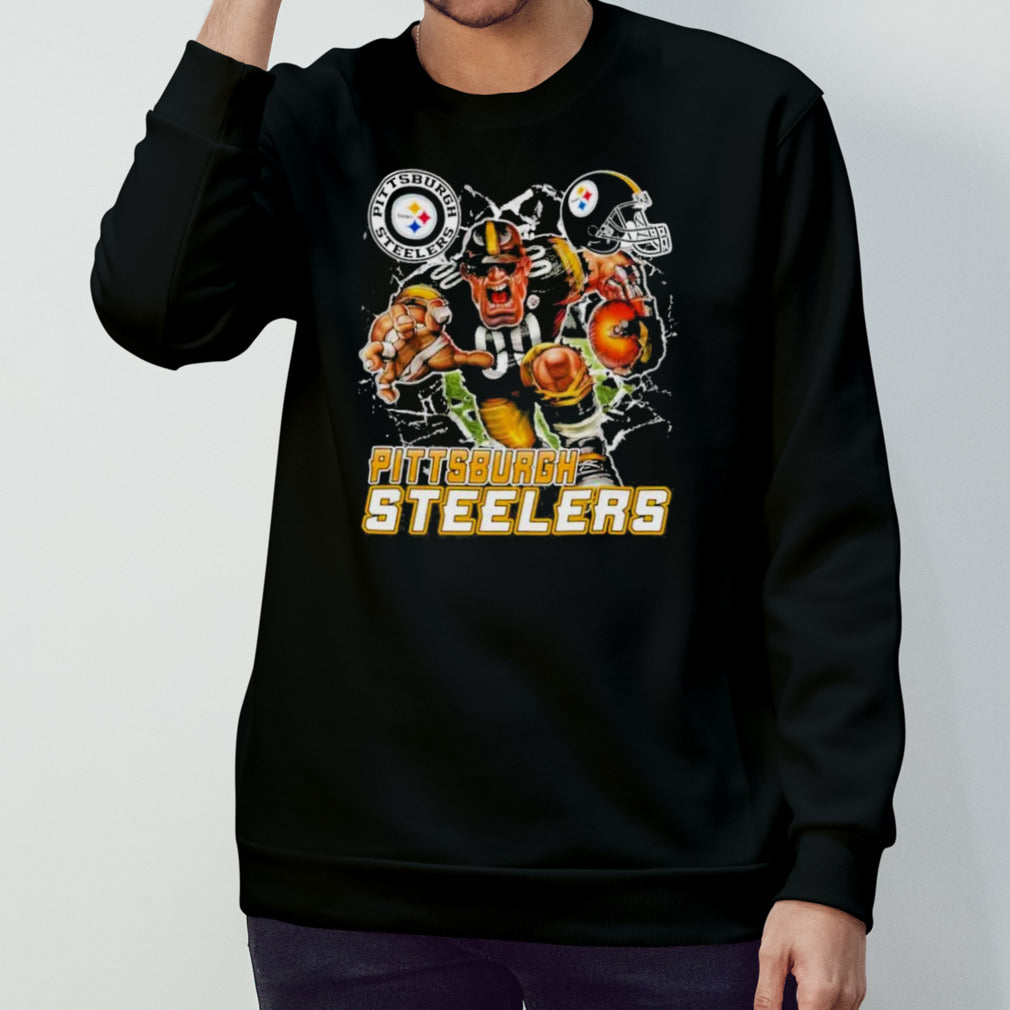 Mascot Breaking Through Wall Pittsburgh Steelers Vintage Shirts