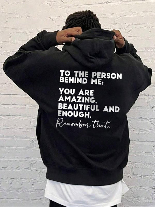 Men's Letter Print Drop Shoulder Hoodie, Fashion Casual Regular Fit Drawstring Hooded Sweatshirt for Daily Holiday Outdoor Wear, Men Clothes for Fall & Winter