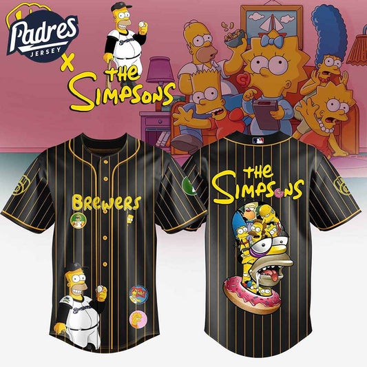 Milwaukee Brewers MLB x The Simpsons Baseball Jersey Style - Padres Jersey Oasis: Elevate Your Baseball Style Game