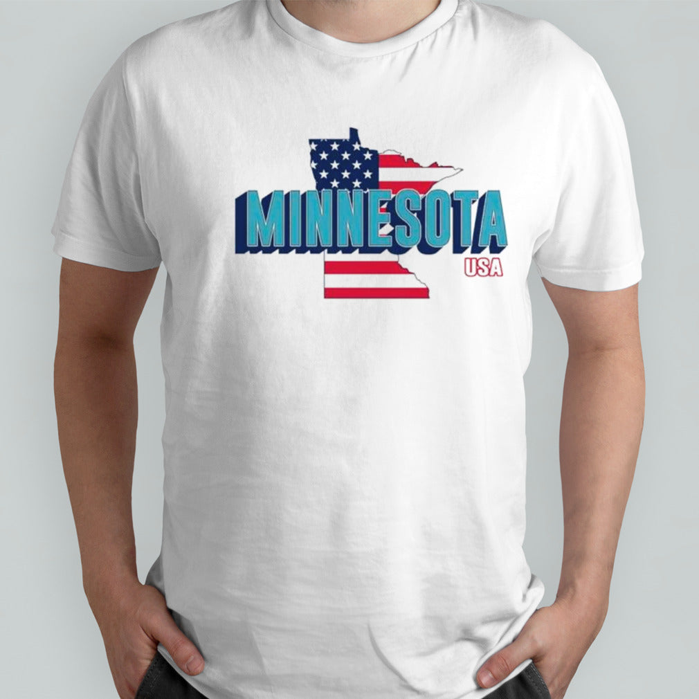 Minnesota map USA flag shirts