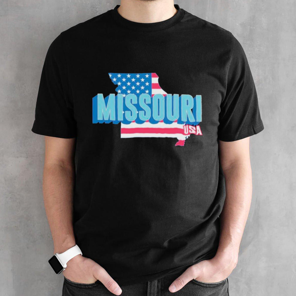 Missouri map USA flag shirts