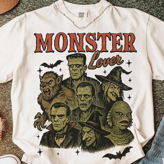 Monster Lover Shirt, Halloween Horror Tee, Retro Spooky Costume, Creepy Monsters Look, Fall Trend Top