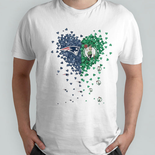 New England Patriots Boston Celtics Tiny Heart Shape 2024 Unisex T-shirt