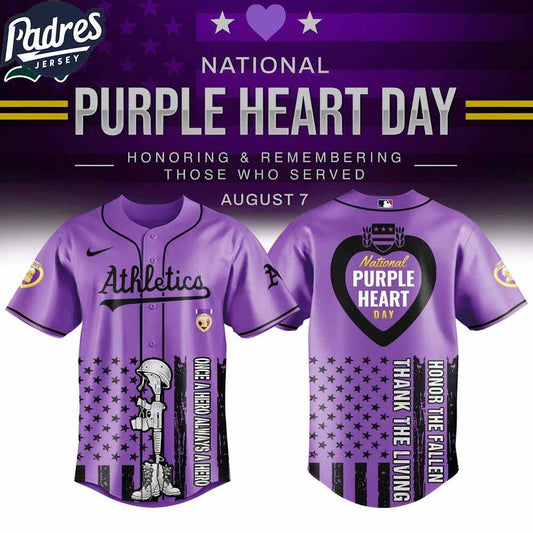 Oakland Athletics MLB X Purple Heart Day Personalized Baseball Jersey - Padres Jersey Oasis: Elevate Your Baseball Style Game