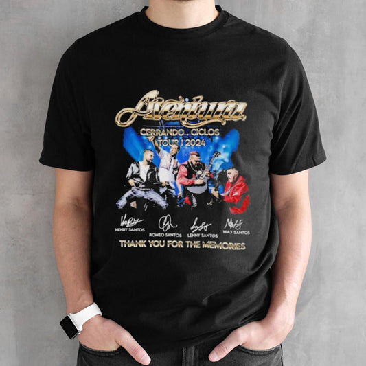 Official Aventura Cerrando Ciclos Tour 2024 Thank You For The Memories T-Shirt