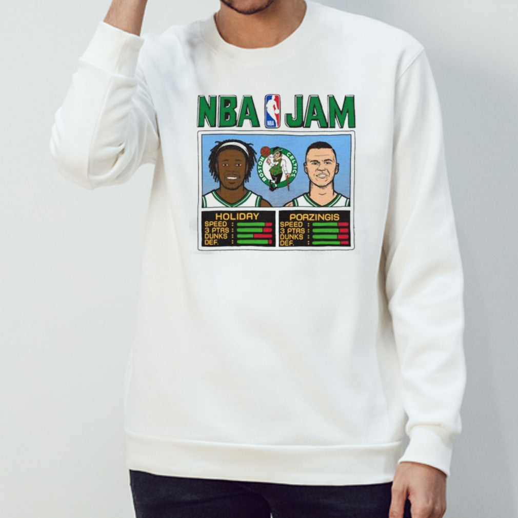 Official Boston Celtics NBA Jam Holiday And Porzingis 2024 Conference Finals Shirt