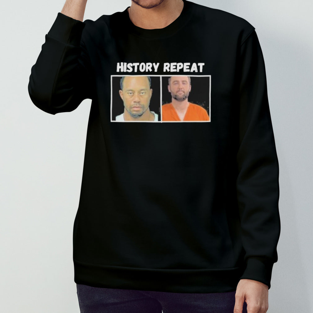 Official History Repeat Scottie Scheffler And Tiger Woods Mugshot Shirt