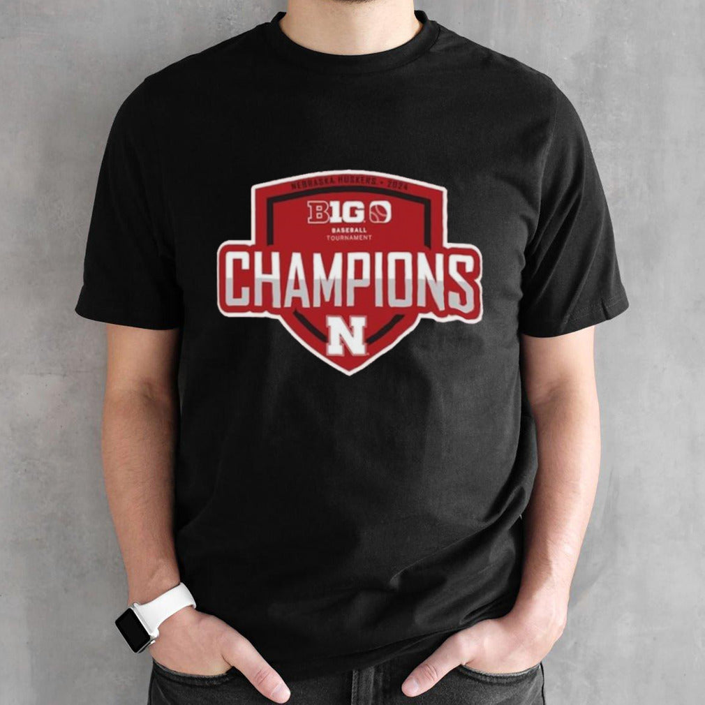 Official Nebraska Huskers 2024 Big 10 Baseball Conference Tournament Champions Locker Room T-Shirt
