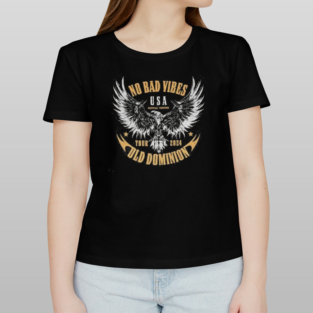 Old Dominion No Bad Vibes Moto USA Nashville, Tennessee Eagle Tour 2024 T-shirt