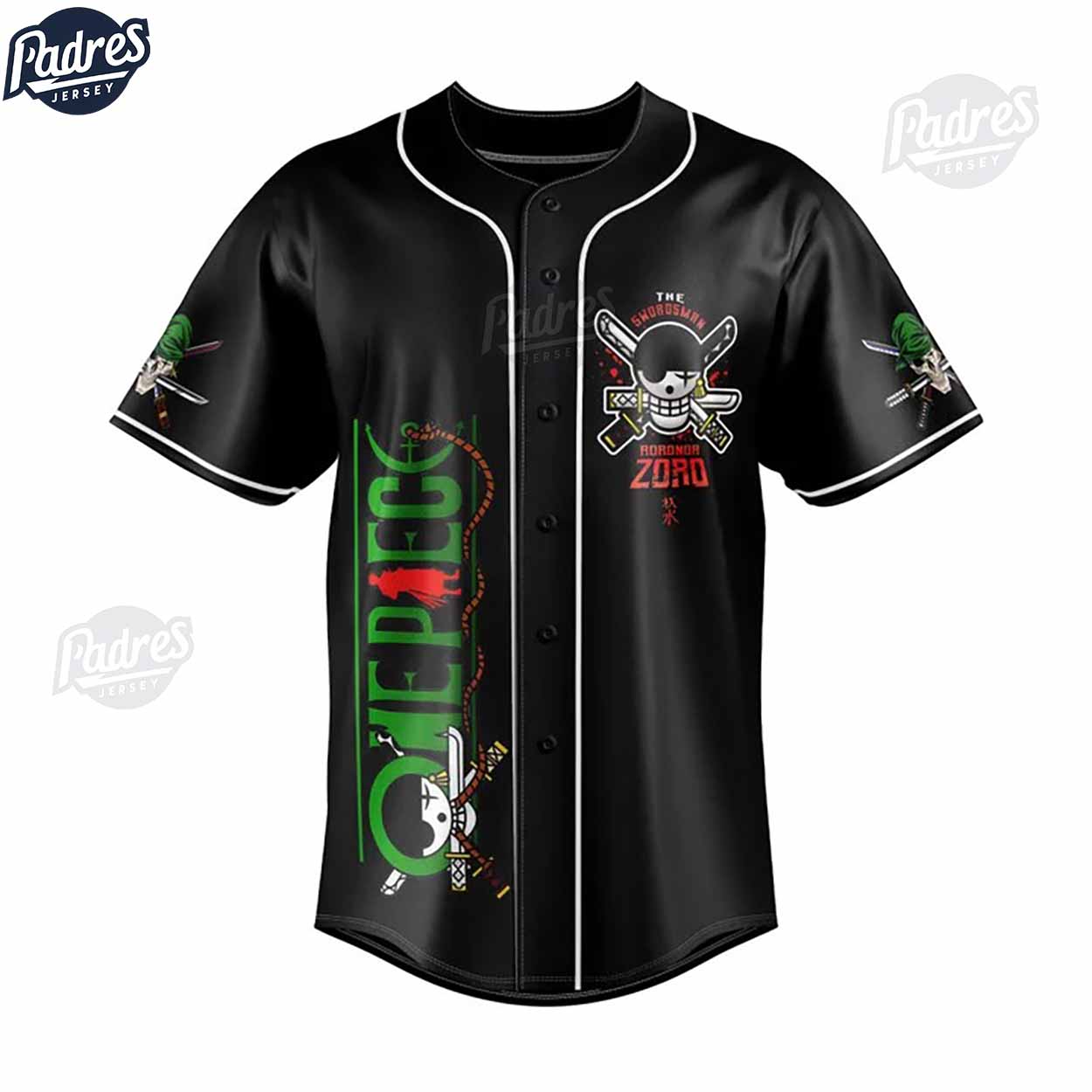 One Piece Wano Zoro The Swordman Baseball Jersey - Padres Jersey Oasis: Elevate Your Baseball Style Game