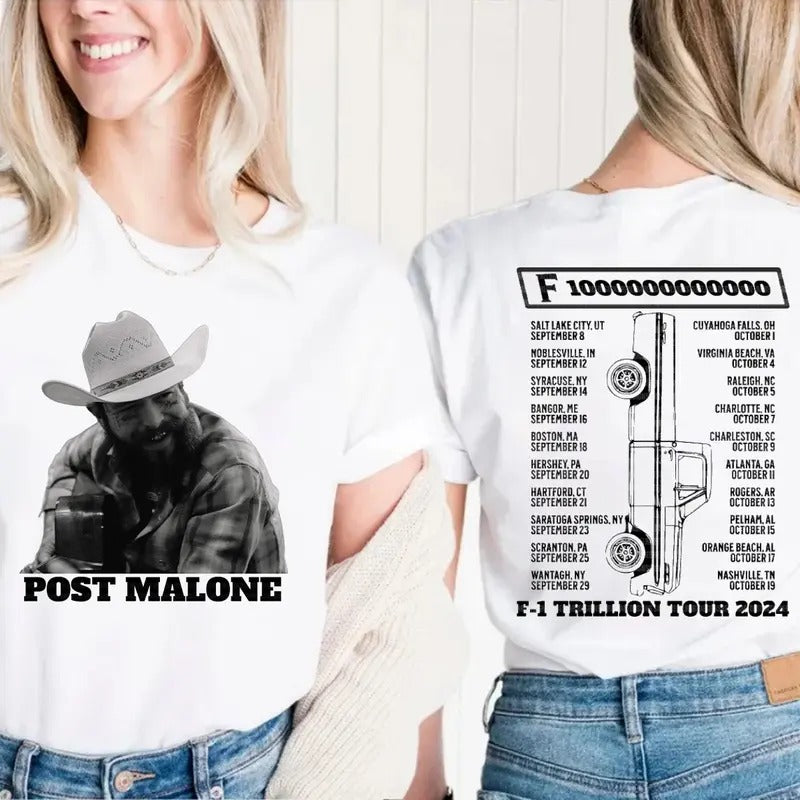 P0sty Tour 2024 Both Sides Tee, Country Music Singer, Concert Outfit, Tour Merch, Unisex Short Sleeve Tee Shirt, Casual Clothing