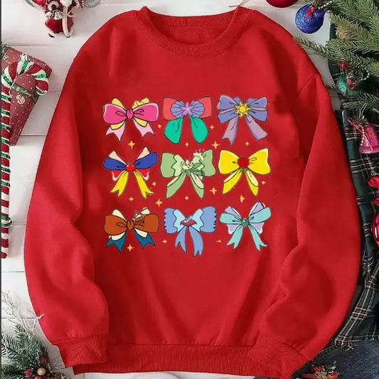 Princess Cute Ribbons And Bows Pastel Colors Logo T-Shirt, Princess Coquette Bow Shirt, Princess Bow Shirt, Trendy Christmas Sweatshirt