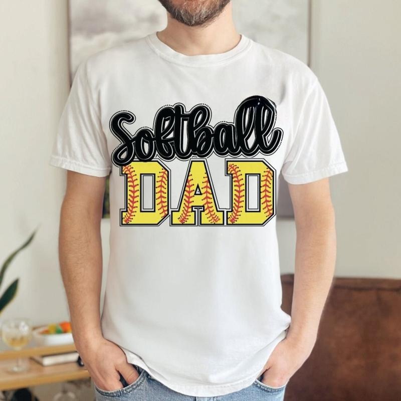 Retro Softball Dad Shirt for Men Unisex Premium 100% Cotton Funny Game Day Father's Day Gift - Menswear, Top