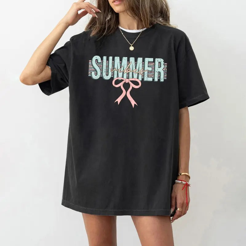 Retro Summer Vibes Shirt, Coquette Summer Graphic Tee, Retro Summer Beach Shirt, Vintage Summer Girls Trip Shirt