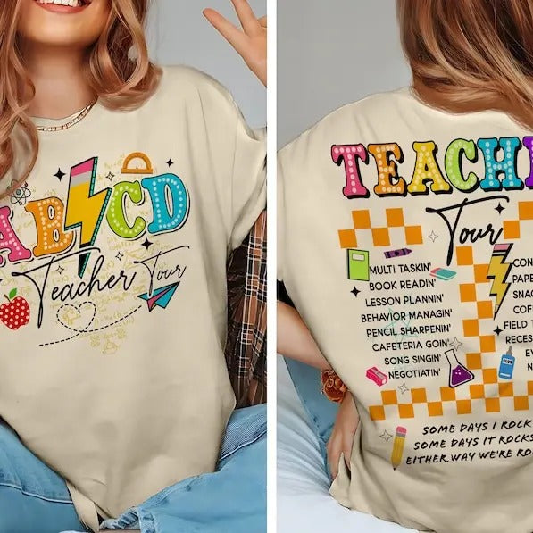 Retro Teacher Sweater, ABCD Teacher Tour Shirt, Back To School, End of Year Pnh, Teacher Gift, Kindergarten Teacher Shirt, Elementary School