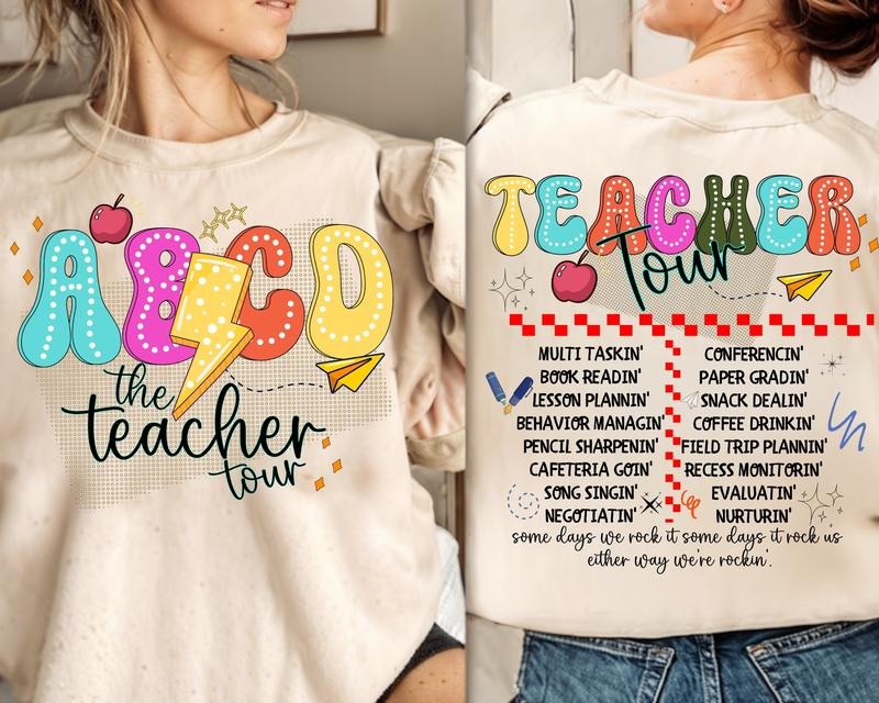 Retro Teacher Tour Abcd Teacher Tour Back To School End Of Year Teacher Gift Teacher T Shirt Sublimation Elementary School Latarshia Grant