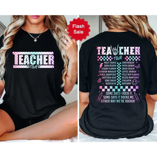 Retro Teacher Tour Shirt, gift for Teacher, Front and Back Print Teacher Tour Shirt, End of Year Shirt, Teacher Gift, Back To School Shirt