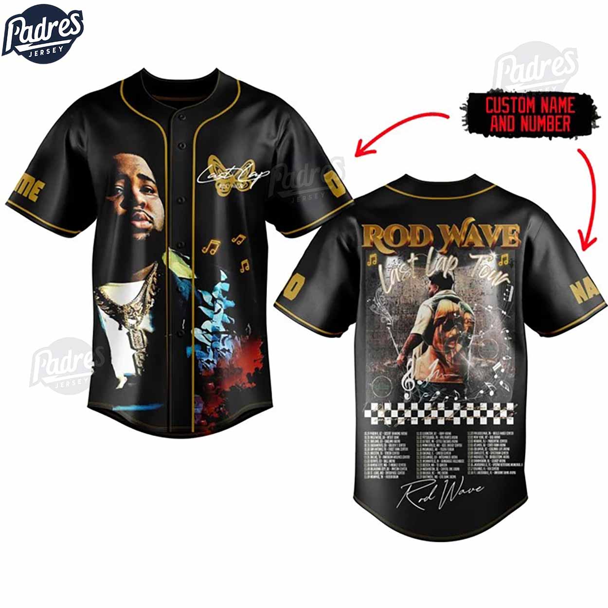 Rod Wave Last Lap Tour Baseball Jersey Outfit - Padres Jersey Oasis: Elevate Your Baseball Style Game
