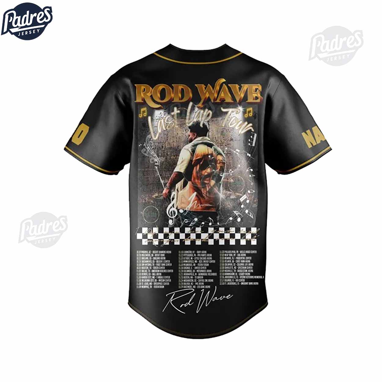 Rod Wave Last Lap Tour Baseball Jersey Outfit - Padres Jersey Oasis: Elevate Your Baseball Style Game