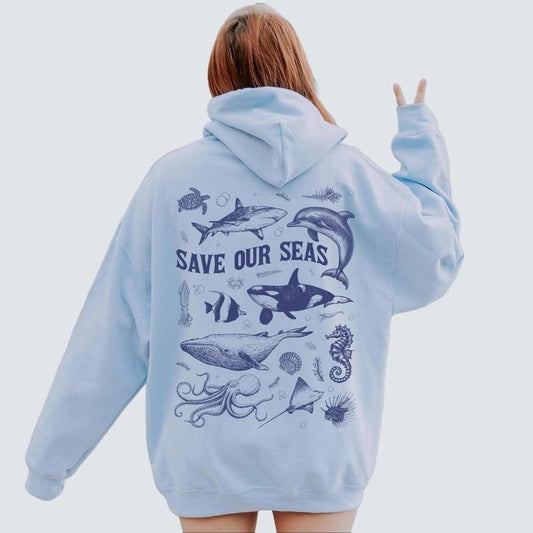 Save Our Seas Hoodie Respect the Locals Ocean Life Oversized Beach Hoodie VSCO Hoodie Aesthetic Sweatshirt Summer Vibes Trendy Hoodie