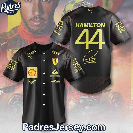 Scuderia Ferrari X Lewis Hamilton Black Baseball Jersey Outfit - Padres Jersey Oasis: Elevate Your Baseball Style Game