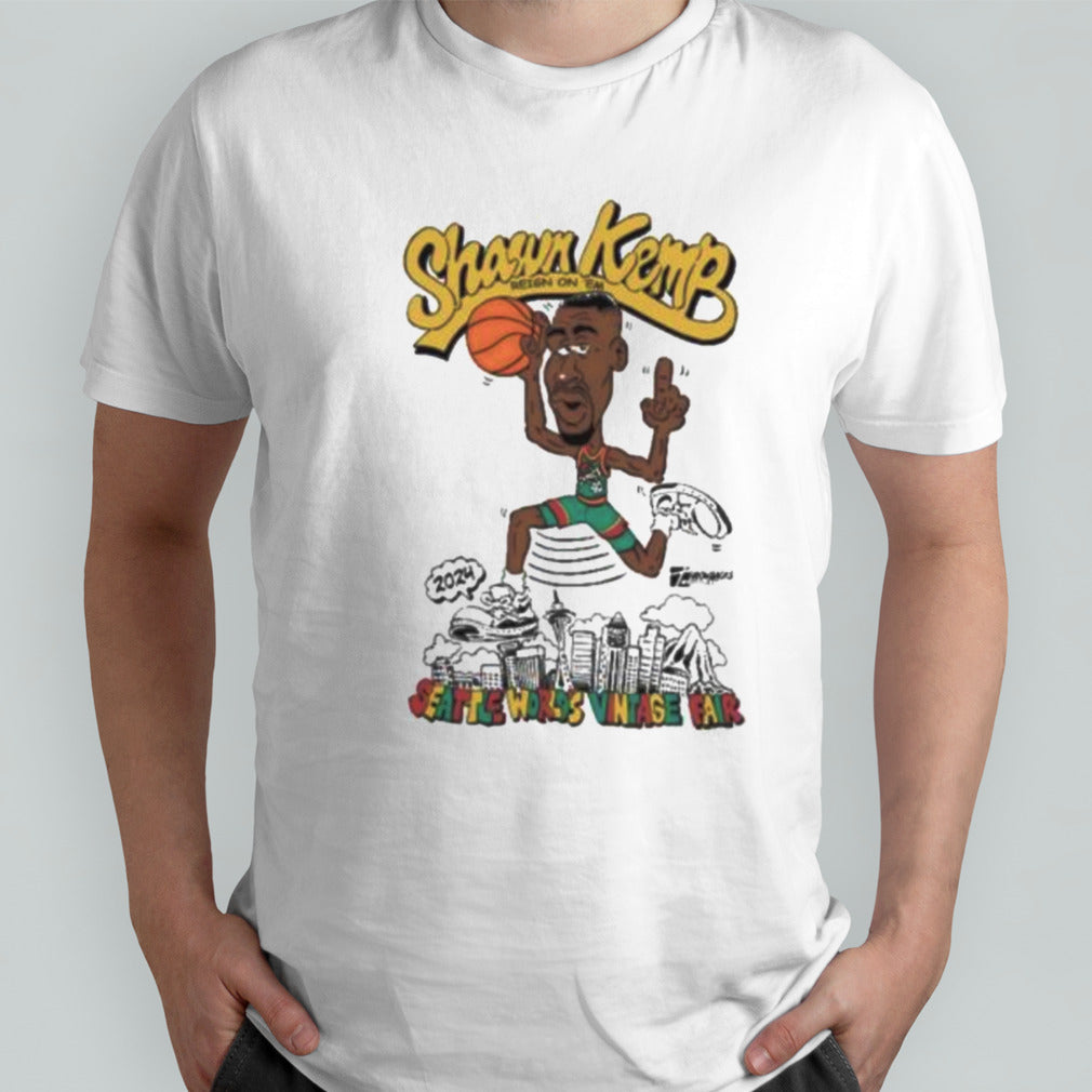 Shawn Kemp Reign On â€˜Em Seattle Worldâ€™s Vintage Fair 24 Shirt