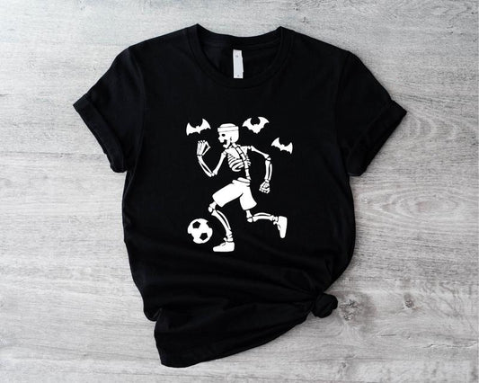 Soccer Skeleton Shirt, Halloween Football Lover T-Shirt, Funny Sportive Skeleton Tee, Unisex Soccer Ball Fans Gift Tee.