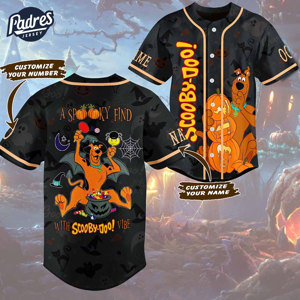 Spooky Find With Scooby-Doo Halloween Baseball Jersey - Padres Jersey Oasis: Elevate Your Baseball Style Game