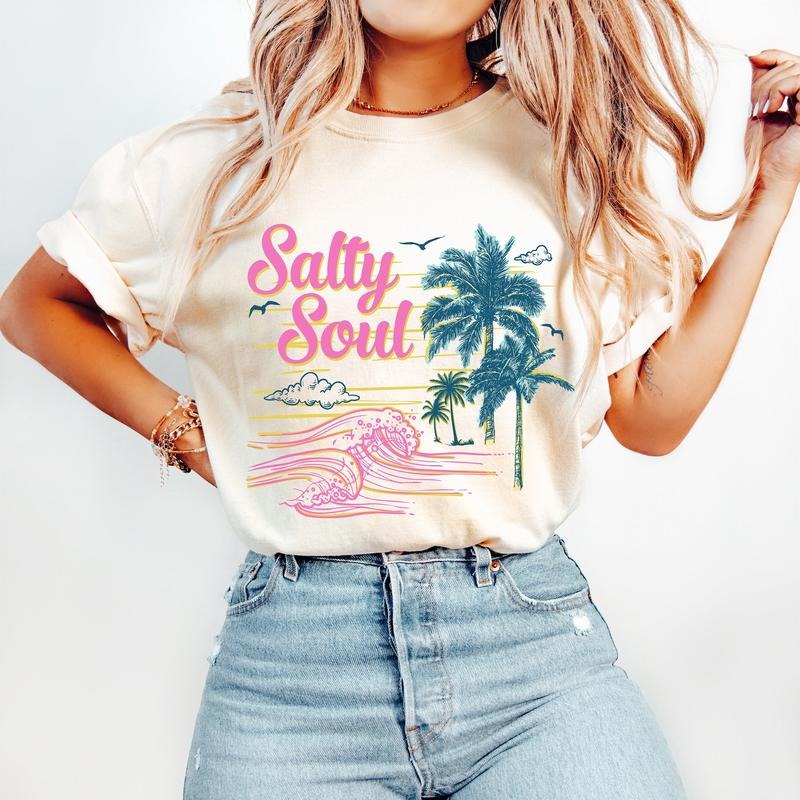Summer T-Shirt, Summer Vibes T-Shirt, Hello Summer T-Shirt, Beach T-Shirt, Vacation Palm Trees, Ocean Waves, Beach Vibes